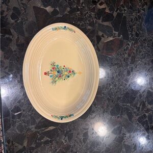 Fiesta Cream Platter with Festive Tree Design